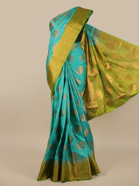 

Pothys Green & Blue Woven Design Jute Silk Saree