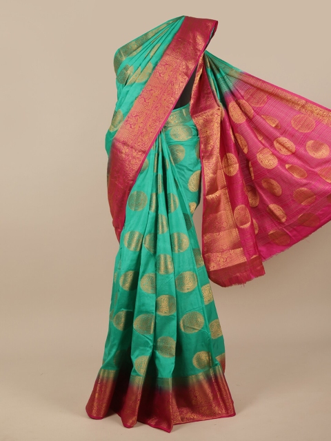 

Pothys Green Woven Design Jute Silk Saree, Sea green