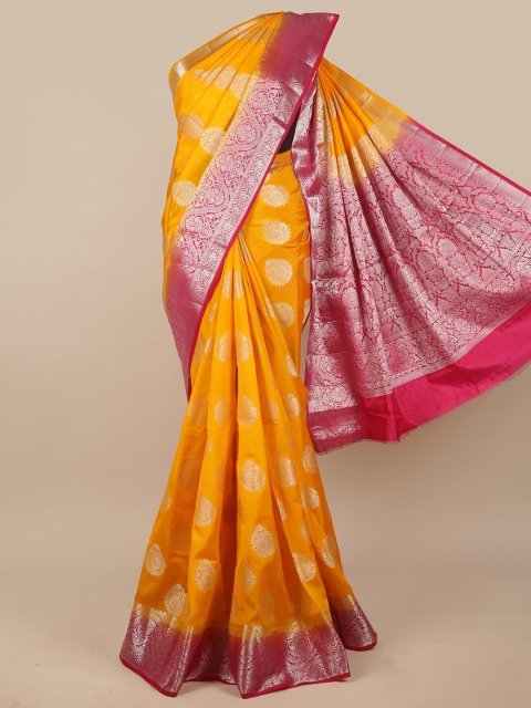 

Pothys Yellow & Red Woven Design Jute Silk Saree