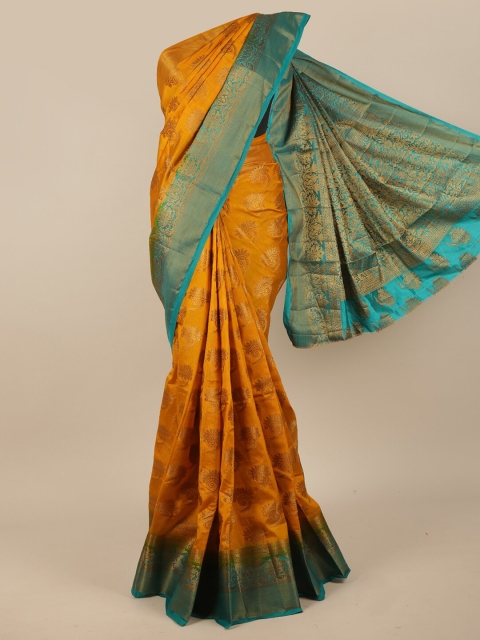 

Pothys Yellow & Turquoise Blue Woven Design Zari Jute Silk Saree