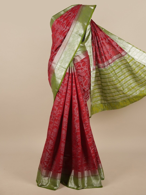 

Pothys Maroon & Green Woven Design Zari Jute Silk Saree