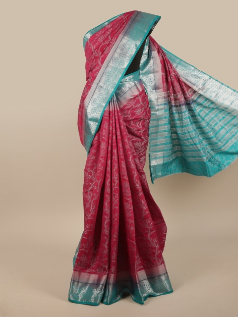 

Pothys Magenta & Blue Floral Jute Silk Saree