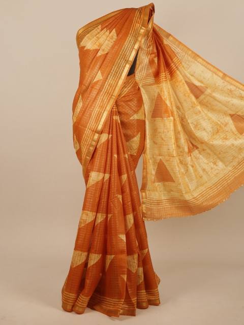 

Pothys Mustard & Red Jute Silk Saree