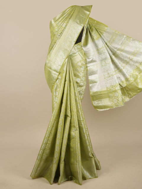 

Pothys Green & Silver-Toned Ethnic Motifs Jute Silk Saree