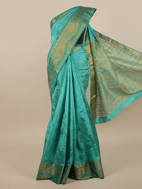 

Pothys Sea Green & Gold-Coloured Ethnic Motifs Zari Jute Silk Saree