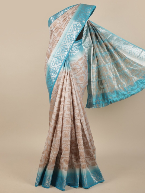 

Pothys Grey & Turquoise Blue Woven Design Zari Jute Silk Saree