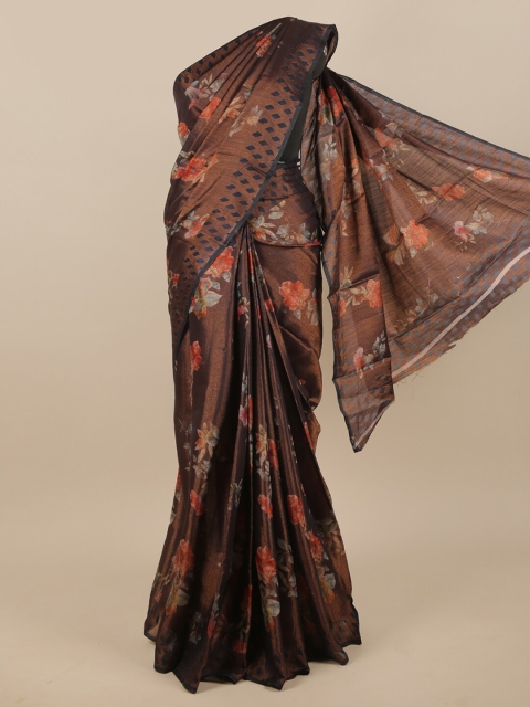 

Pothys Brown & Black Floral Jute Silk Saree