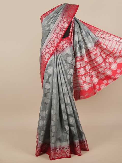 

Pothys Grey & Pink Woven Design Zari Jute Silk Saree