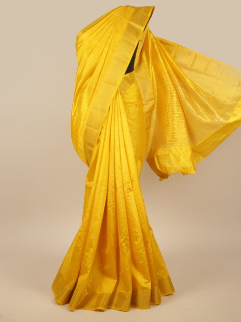 

Pothys Yellow & Gold-Toned Woven Design Zari Jute Silk Saree