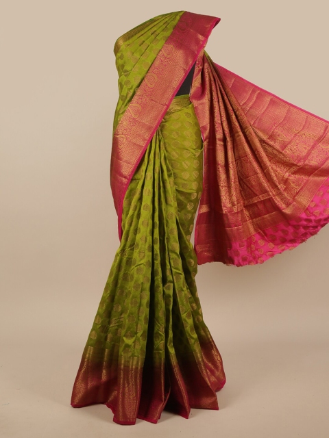 

Pothys Green & Pink Ethnic Motifs Zari Jute Silk Saree