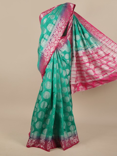 

Pothys Sea Green & Pink Woven Design Zari Jute Silk Saree