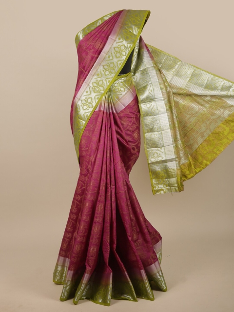 

Pothys Magenta & Green Woven Design Zari Jute Silk Saree