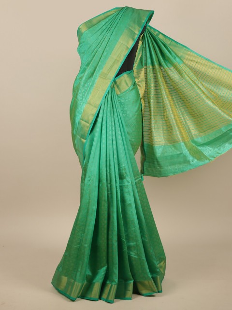 

Pothys Green & Gold-Coloured Ethnic Motifs Zari Jute Silk Saree