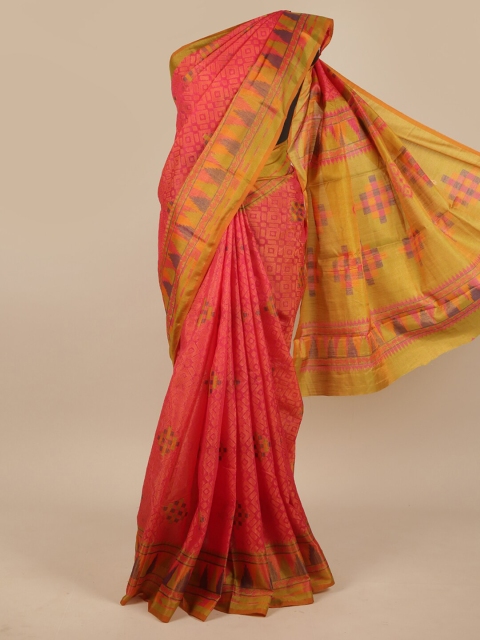 

Pothys Pink & Green Jute Silk Saree