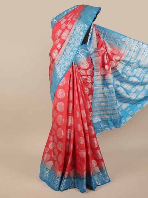 

Pothys Red & Blue Woven Design Zari Jute Silk Saree