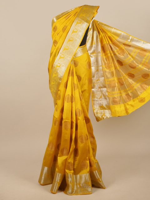 

Pothys Yellow Woven Design Zari Jute Silk Saree