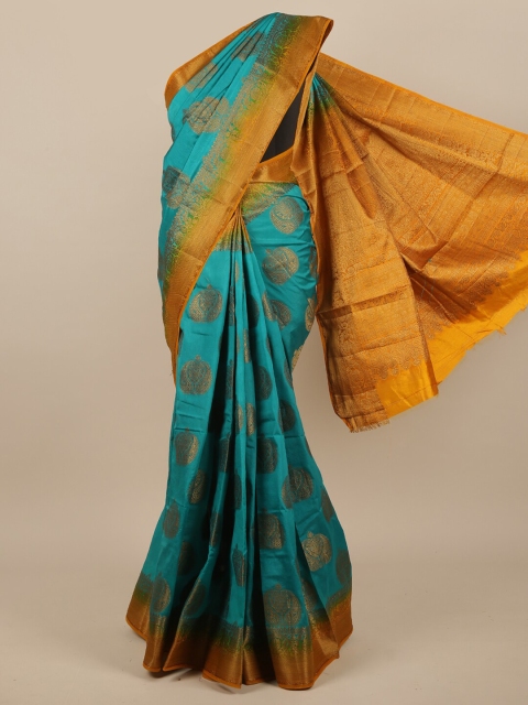 

Pothys Green & Gold-Toned Woven Design Zari Jute Silk Saree