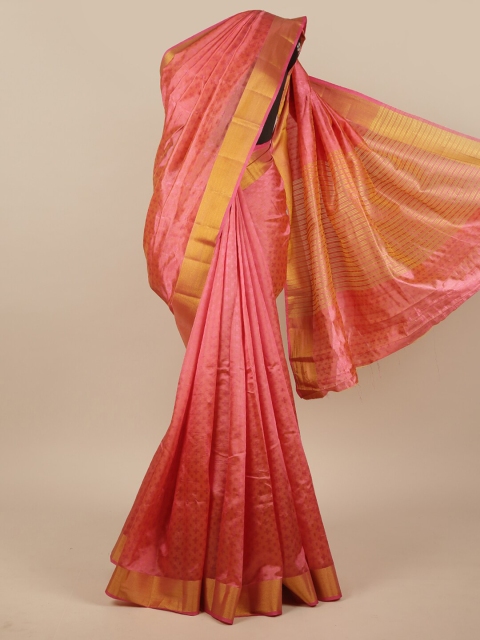 

Pothys Pink & Gold Ethnic Motifs Jute Silk Saree