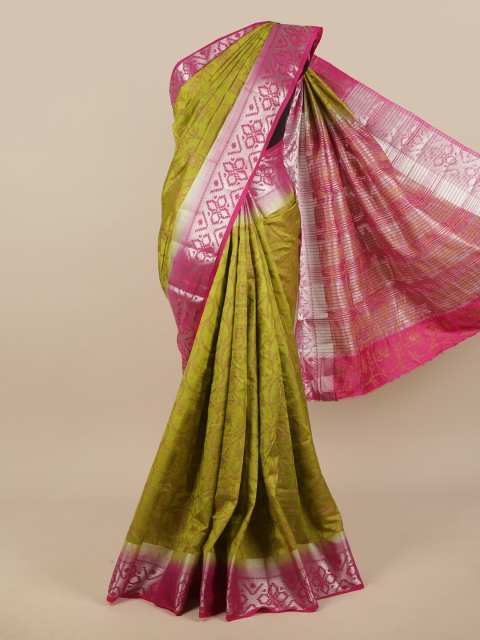 

Pothys Green & Pink Woven Design Zari Jute Silk Saree