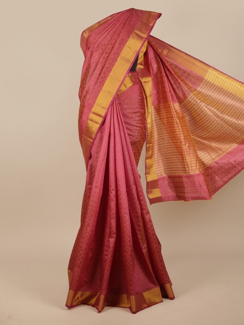 

Pothys Purple & Gold-Toned Woven Design Jute Silk Saree