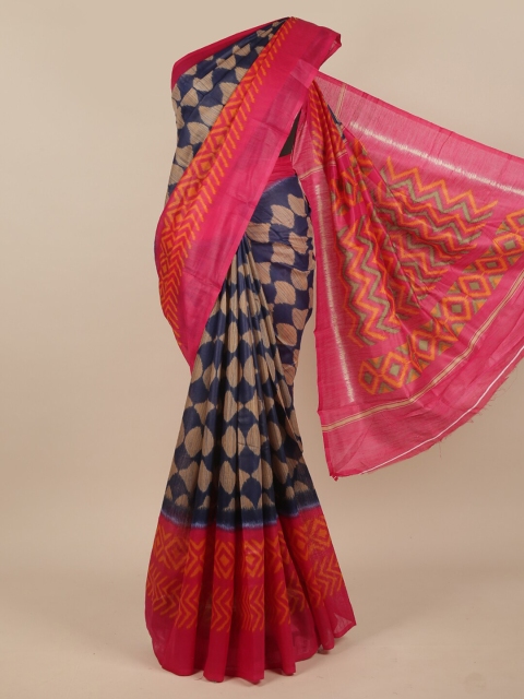 

Pothys Blue & Pink Jute Silk Saree