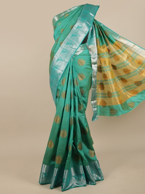 

Pothys Green & Gold Ethnic Motifs Jute Silk Saree