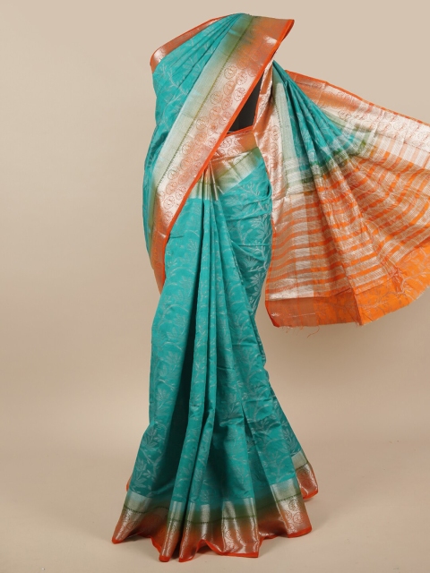 

Pothys Green & Orange Woven Design Zari Jute Silk Saree