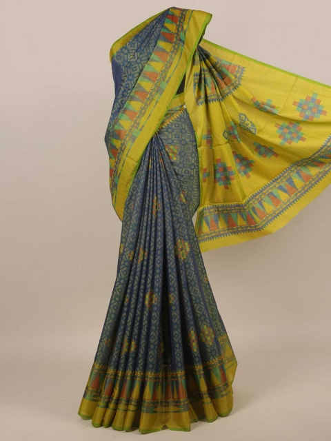

Pothys Navy Blue & Green Printed Saree