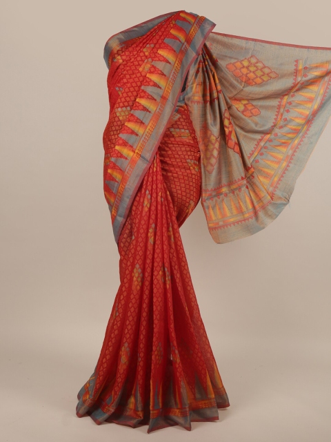 

Pothys Red & Grey Printed Saree