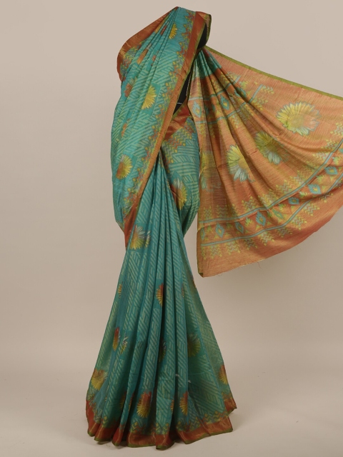 

Pothys Green & Brown Floral Saree