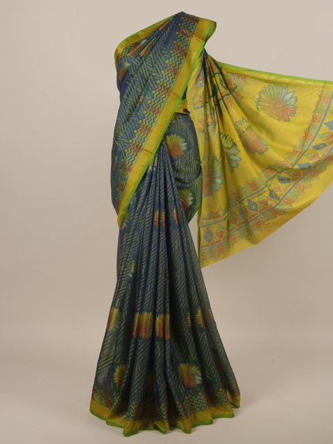 

Pothys Blue & Green Floral Printed Zari Saree