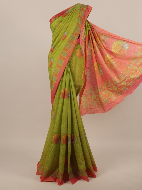 

Pothys Green & Peach-Coloured Woven Design Saree