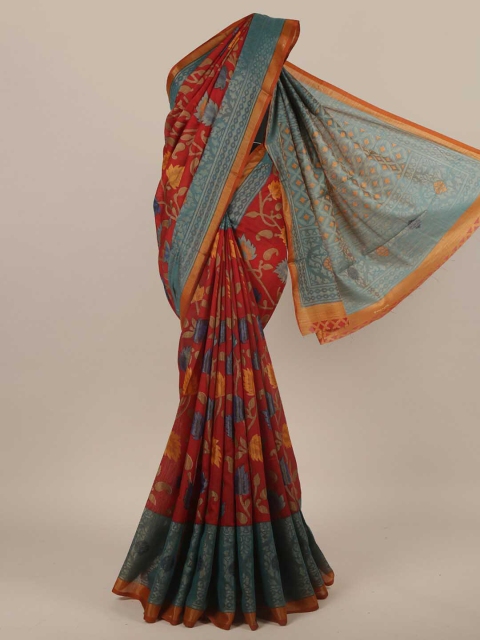 

Pothys Rust & Grey Floral Saree