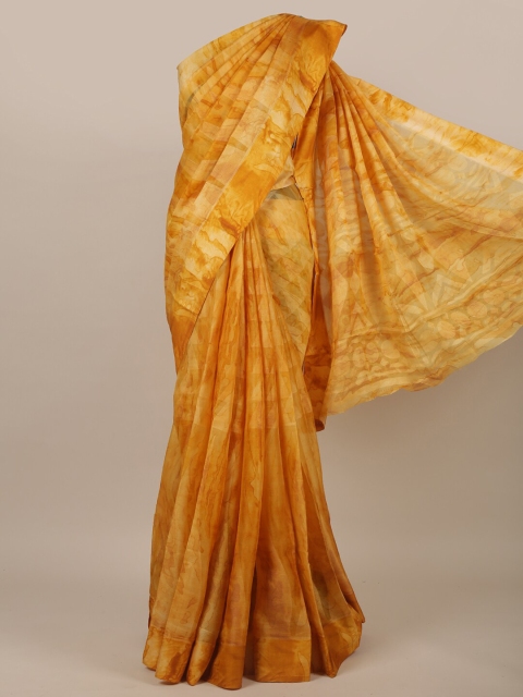 

Pothys Mustard Tie and Dye Jute Silk Saree