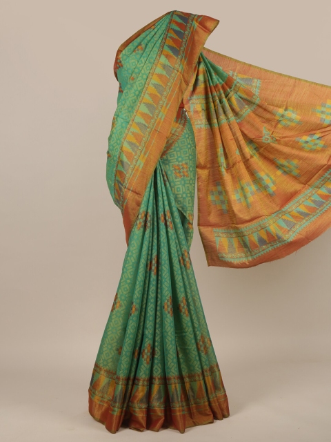 

Pothys Green & Yellow Floral Saree