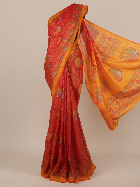 

Pothys Red & Orange Floral Zari Saree