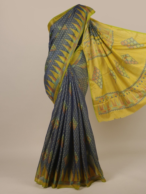 

Pothys Blue & Yellow Ethnic Motifs Printed Saree