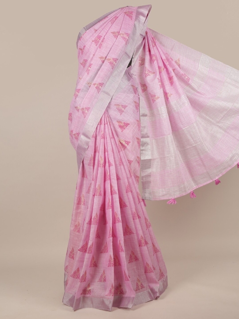 

Pothys Pink & Silver Abstract Printed Saree