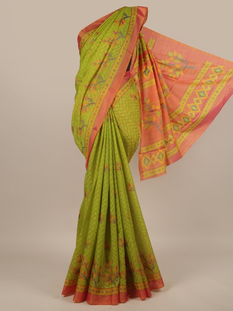 

Pothys Green & Pink Floral Saree