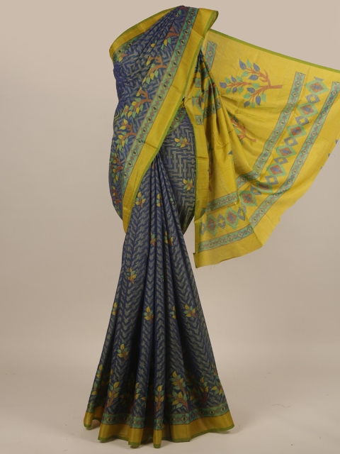 

Pothys Blue & Green Floral Zari Saree