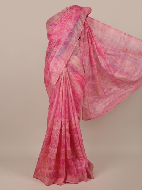 

Pothys Pink Printed Jute Silk Saree