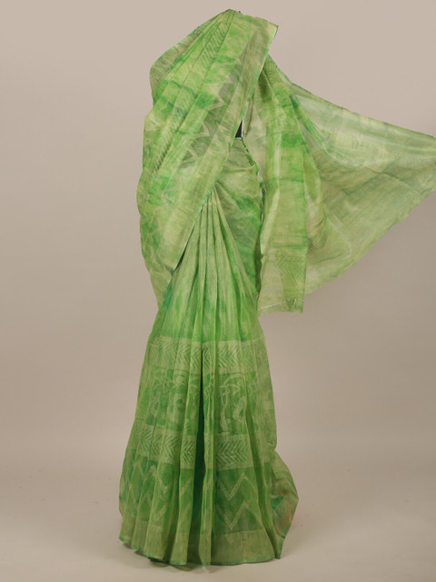 

Pothys Green Floral Jute Silk Saree