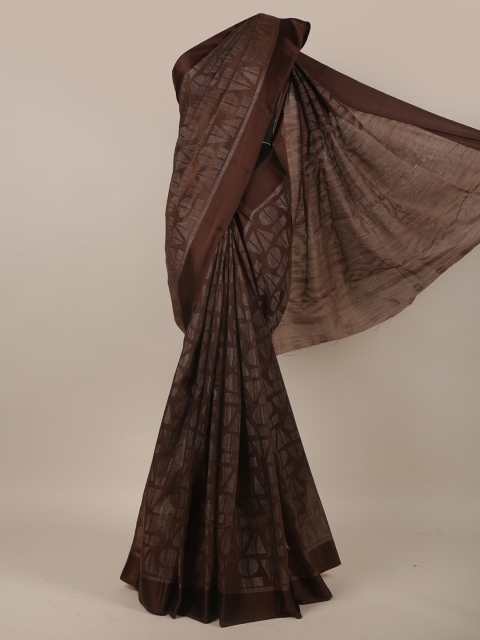 

Pothys Brown & Silver-Toned Floral Zari Jute Silk Saree