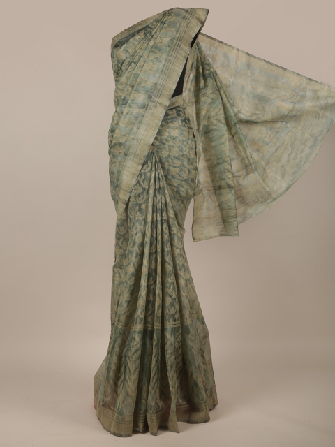 

Pothys Green & Beige Ethnic Motifs Jute Silk Saree