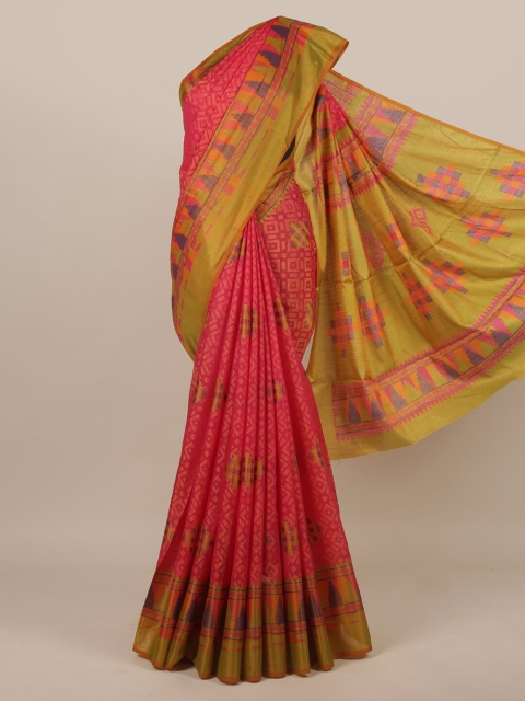 

Pothys Pink & Green Floral Saree