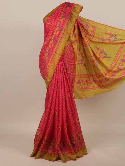 

Pothys Pink & Orange Geometric Printed Saree