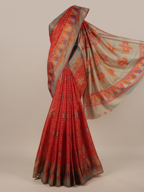 

Pothys Red & Grey Pothys Chiffon Saree