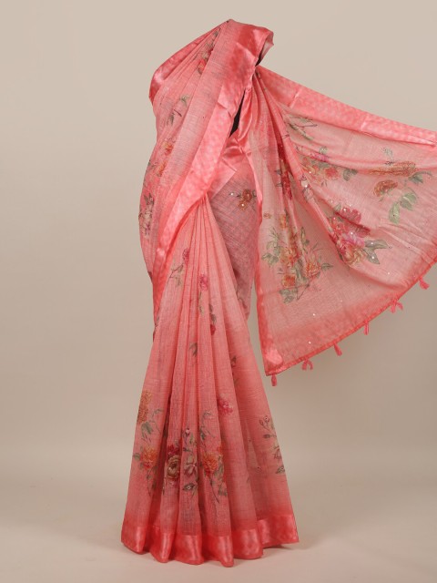 

Pothys Pink & Green Floral Saree