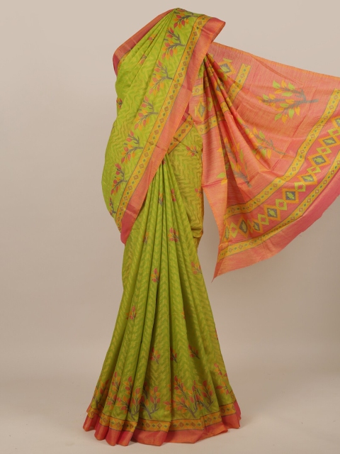 

Pothys Green & Orange Ethnic Motifs Saree