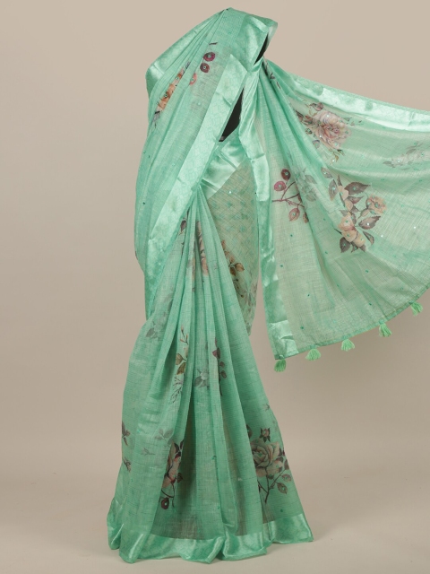 

Pothys Green Floral Printed Cotton Blend Saree